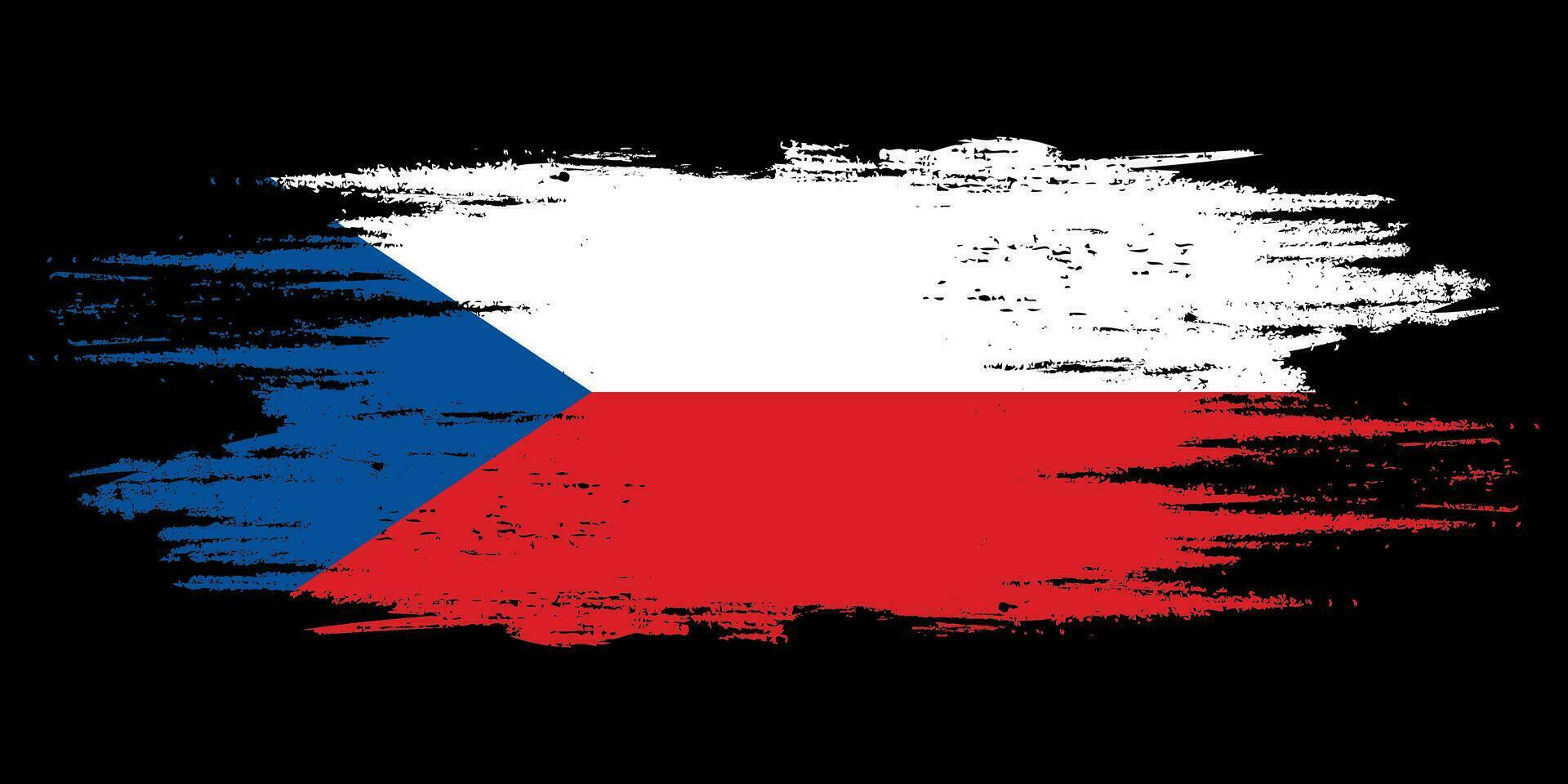 Czech Republic brush flag, Czech Republic flag brush watercolor flag design element vector