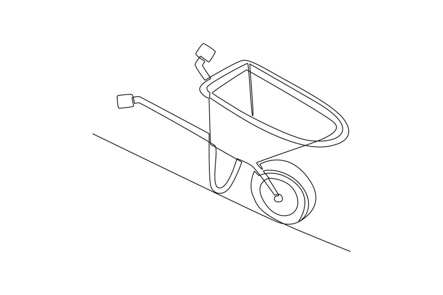 Continuous one line drawing Mining industry isometric icon. Mining equipment concept. Doodle vector illustration.