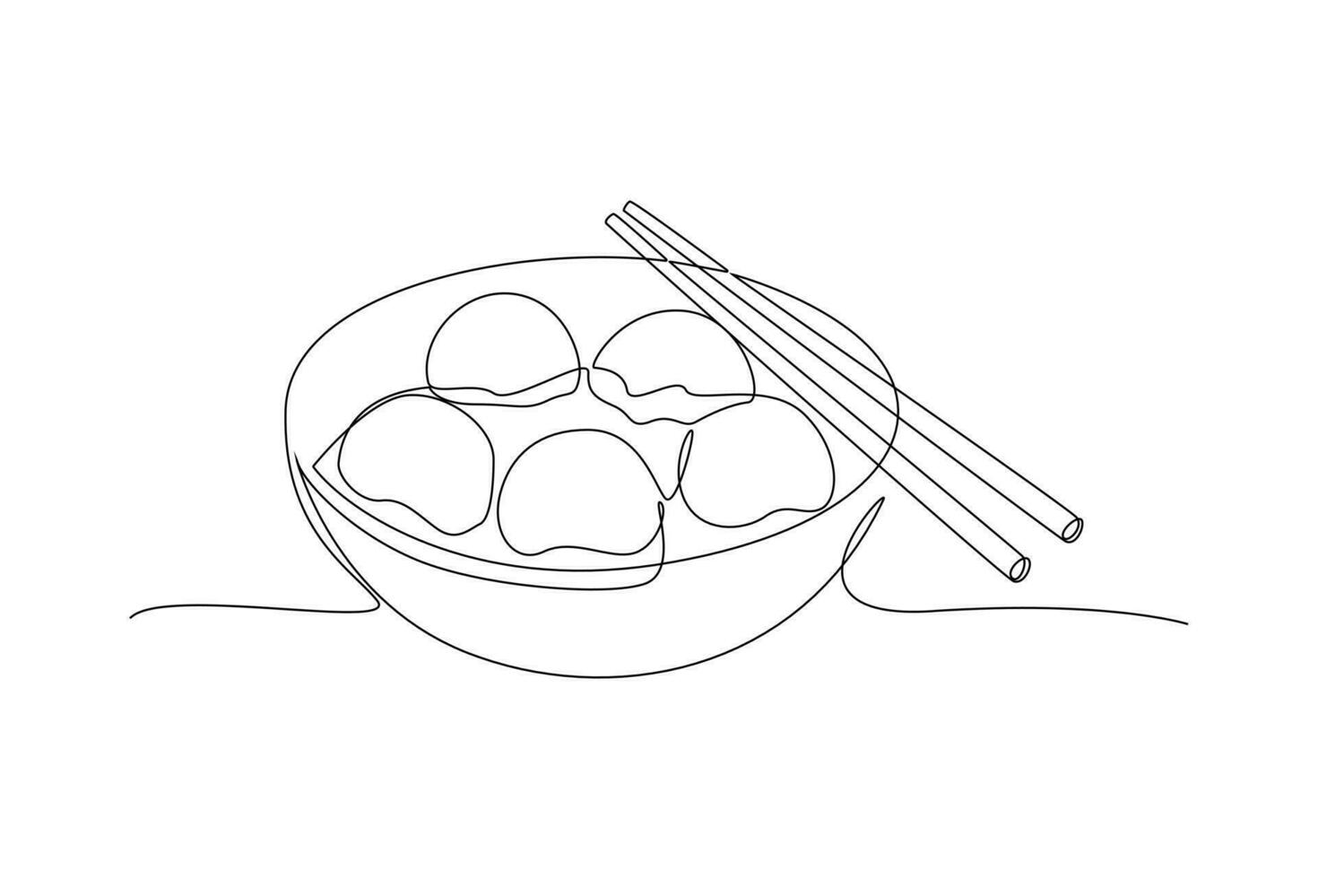 Continuous one line drawing Dongzhi festival concept. Doodle vector illustration.