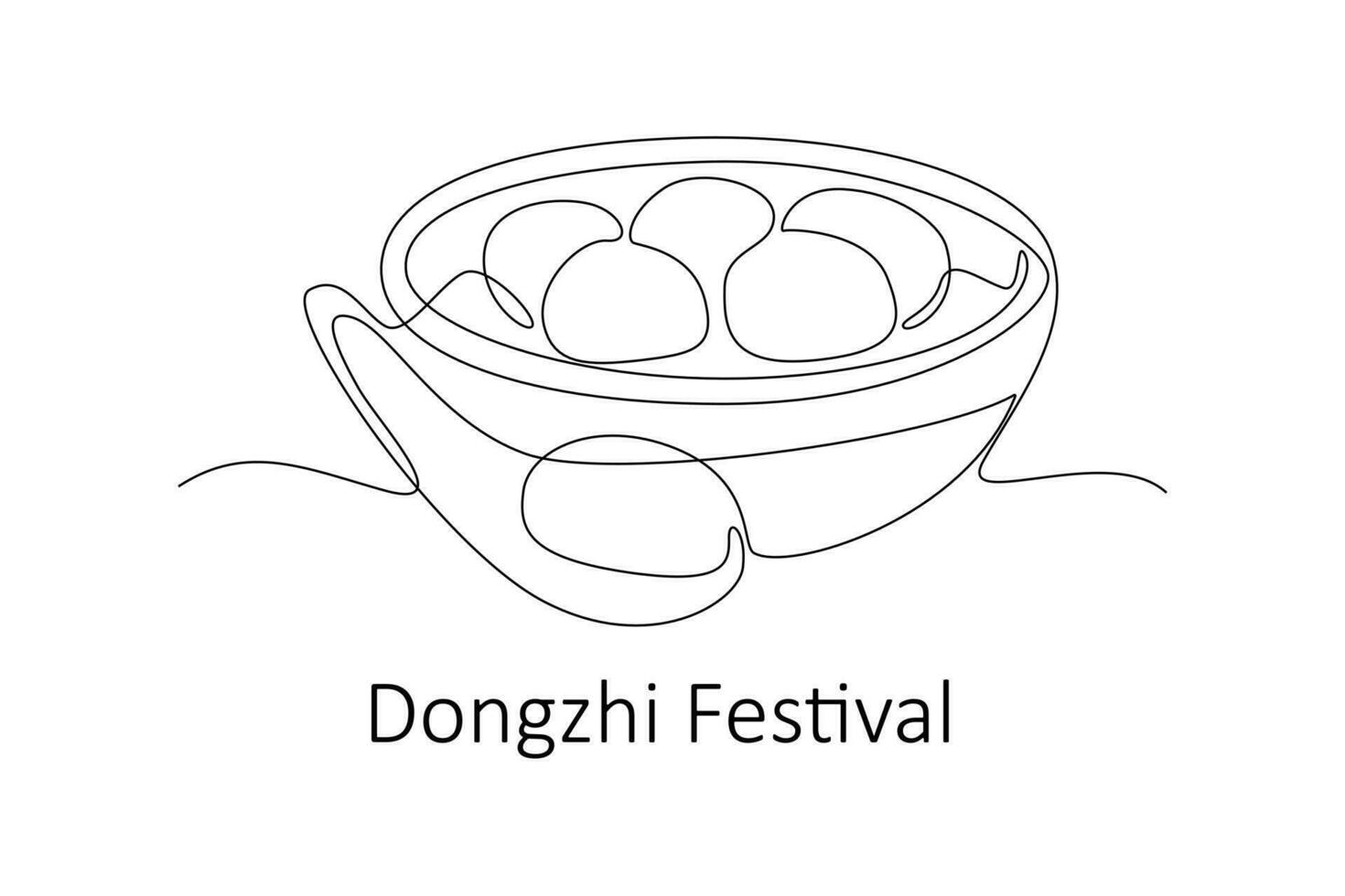 Continuous one line drawing Dongzhi festival concept. Doodle vector illustration.