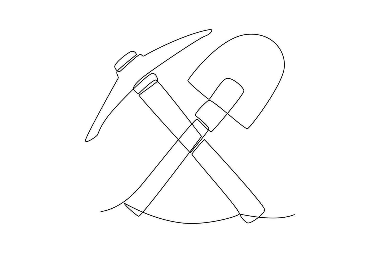 Continuous one line drawing Mining industry isometric icon. Mining equipment concept. Doodle vector illustration.