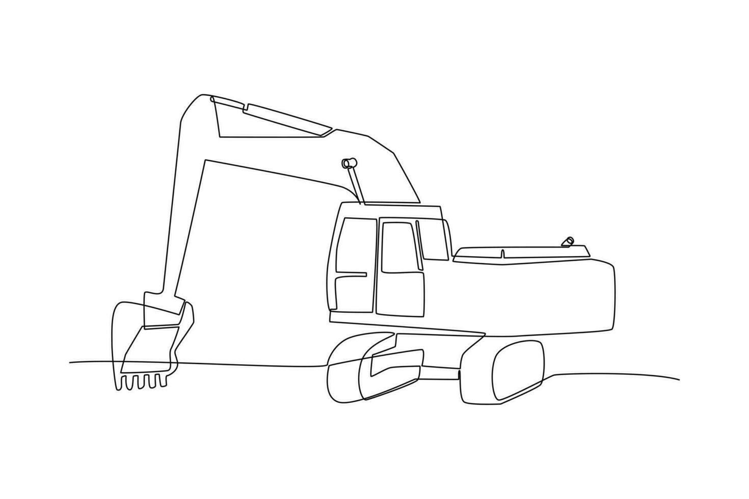 Continuous one line drawing Mining industry isometric icon. Mining equipment concept. Doodle vector illustration.