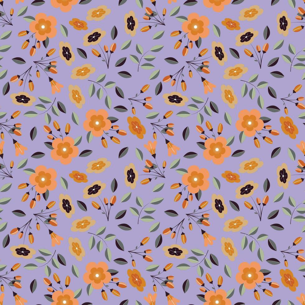 Abstract flat hand draw floral pattern background. vector