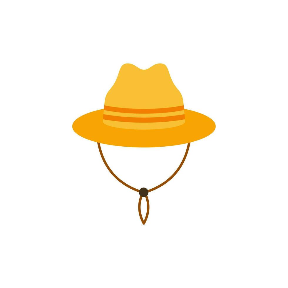 straw hat flat design vector illustration. Straw fedora hat isolated on a white background beach hat , summer hat. Flat design