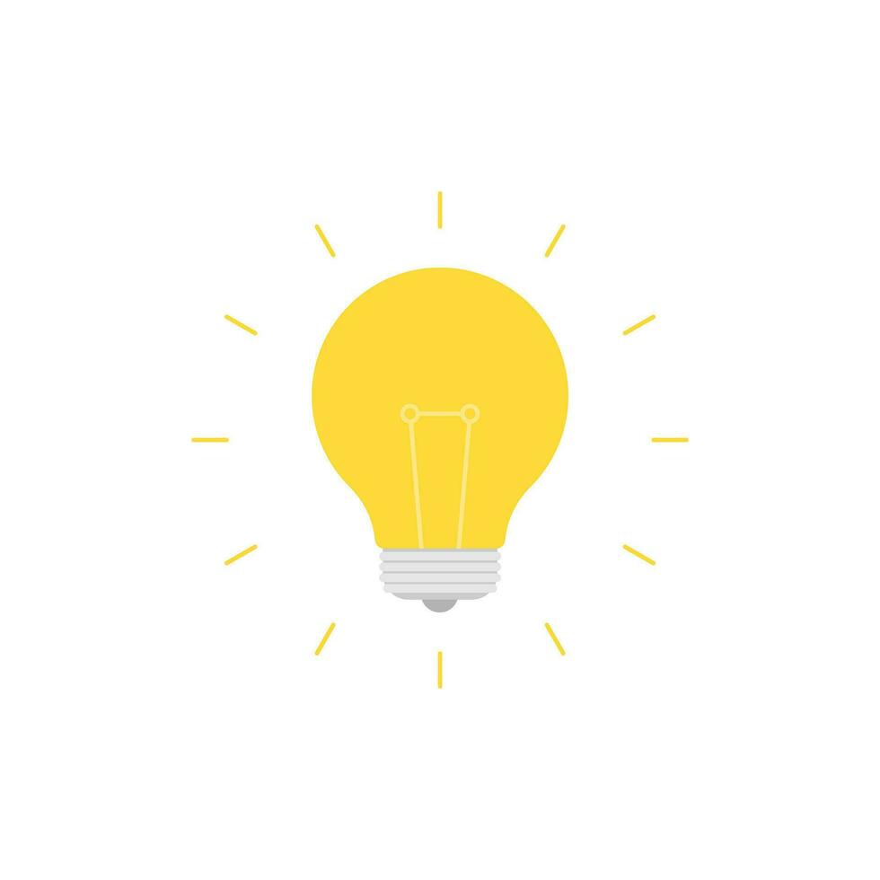 Light Bulb flat design vector illustration isolated on white background. Idea sign, solution, thinking concept. Lighting Electric lamp.