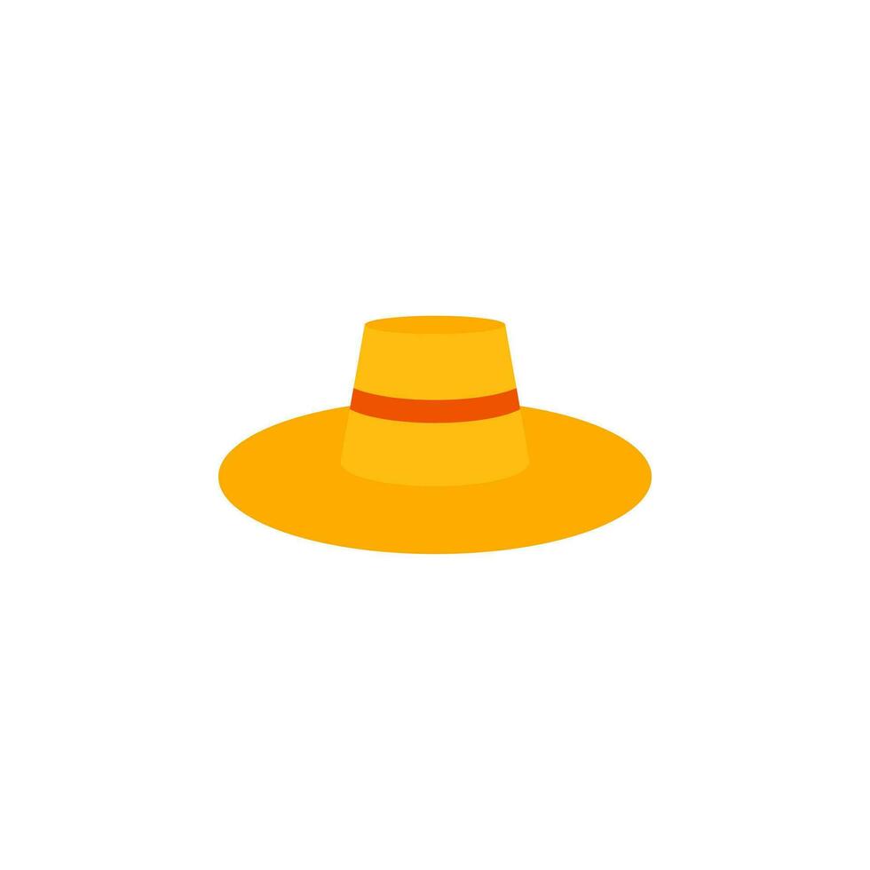 straw hat flat design vector illustration. Straw fedora hat isolated on a white background beach hat , summer hat. Flat design