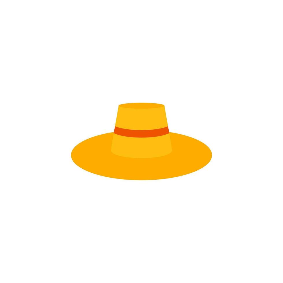 Paja sombrero plano diseño vector ilustración. Paja fedora sombrero aislado en un blanco antecedentes playa sombrero , verano sombrero. plano diseño