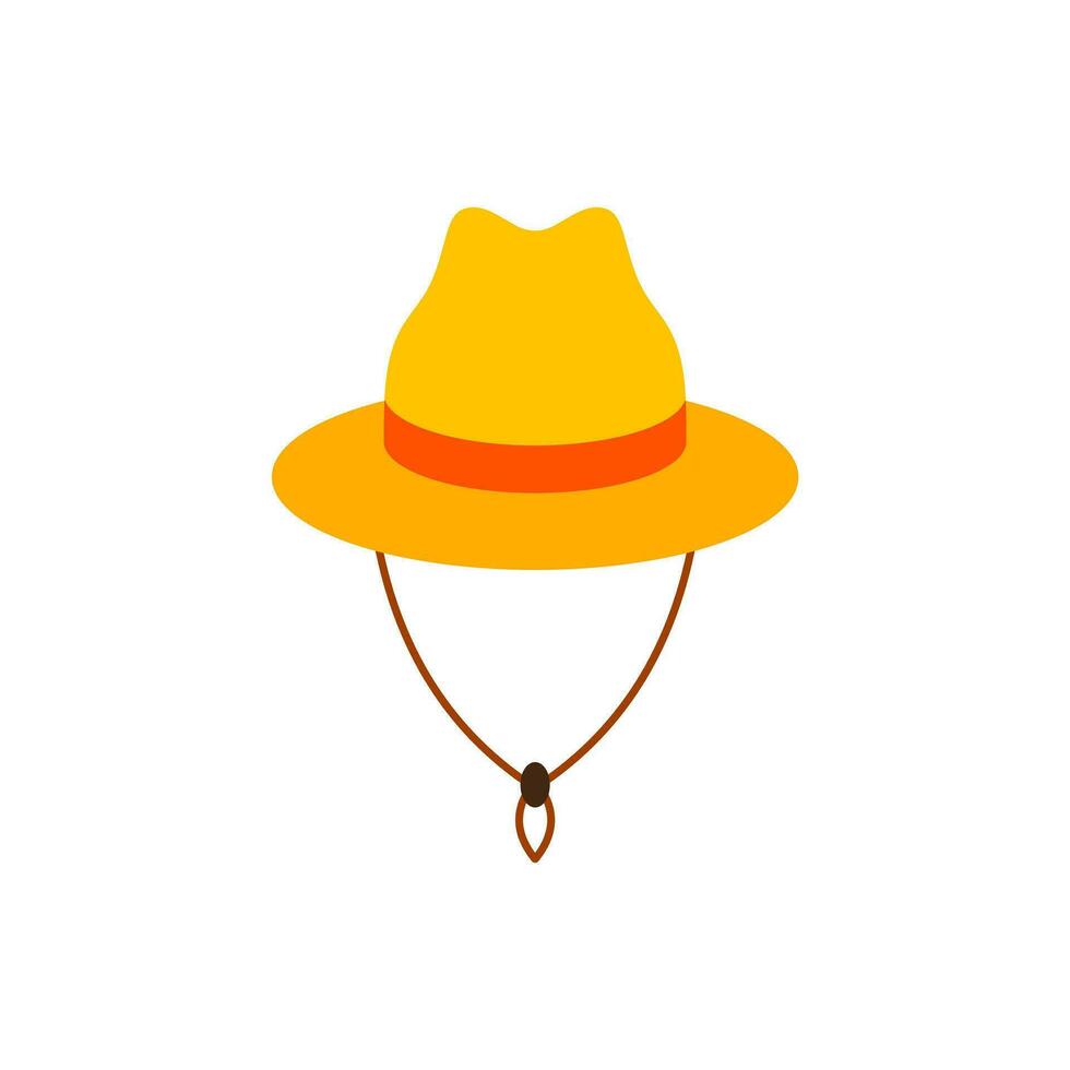 straw hat flat design vector illustration. Straw fedora hat isolated on a white background beach hat , summer hat. Flat design