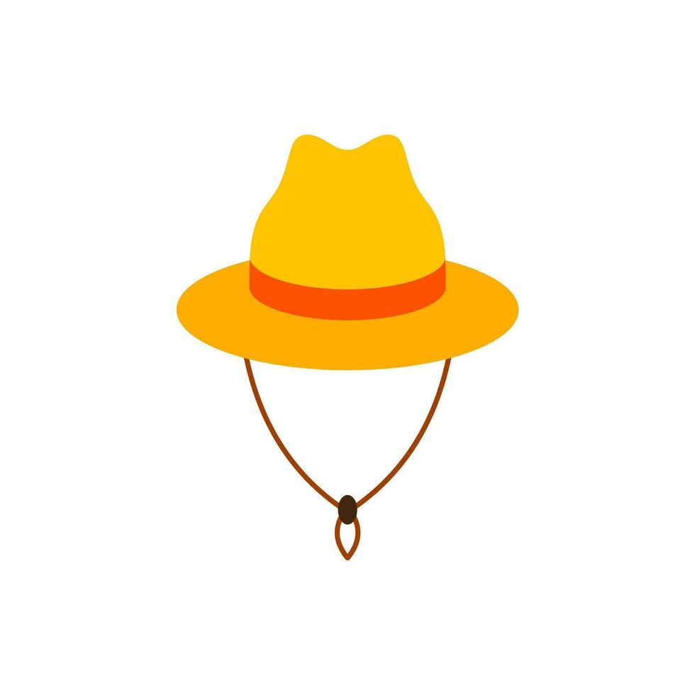straw hat flat design vector illustration. Straw fedora hat isolated on a white background beach hat , summer hat. Flat design