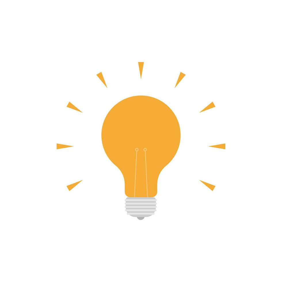 Light Bulb flat design vector illustration isolated on white background. Idea sign, solution, thinking concept. Lighting Electric lamp.
