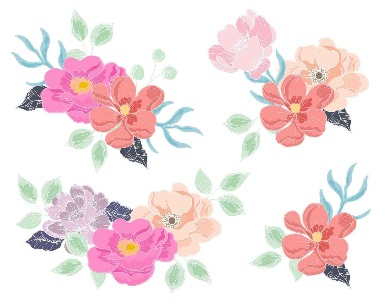 Hand Drawn Colorful Anemone Flower vector