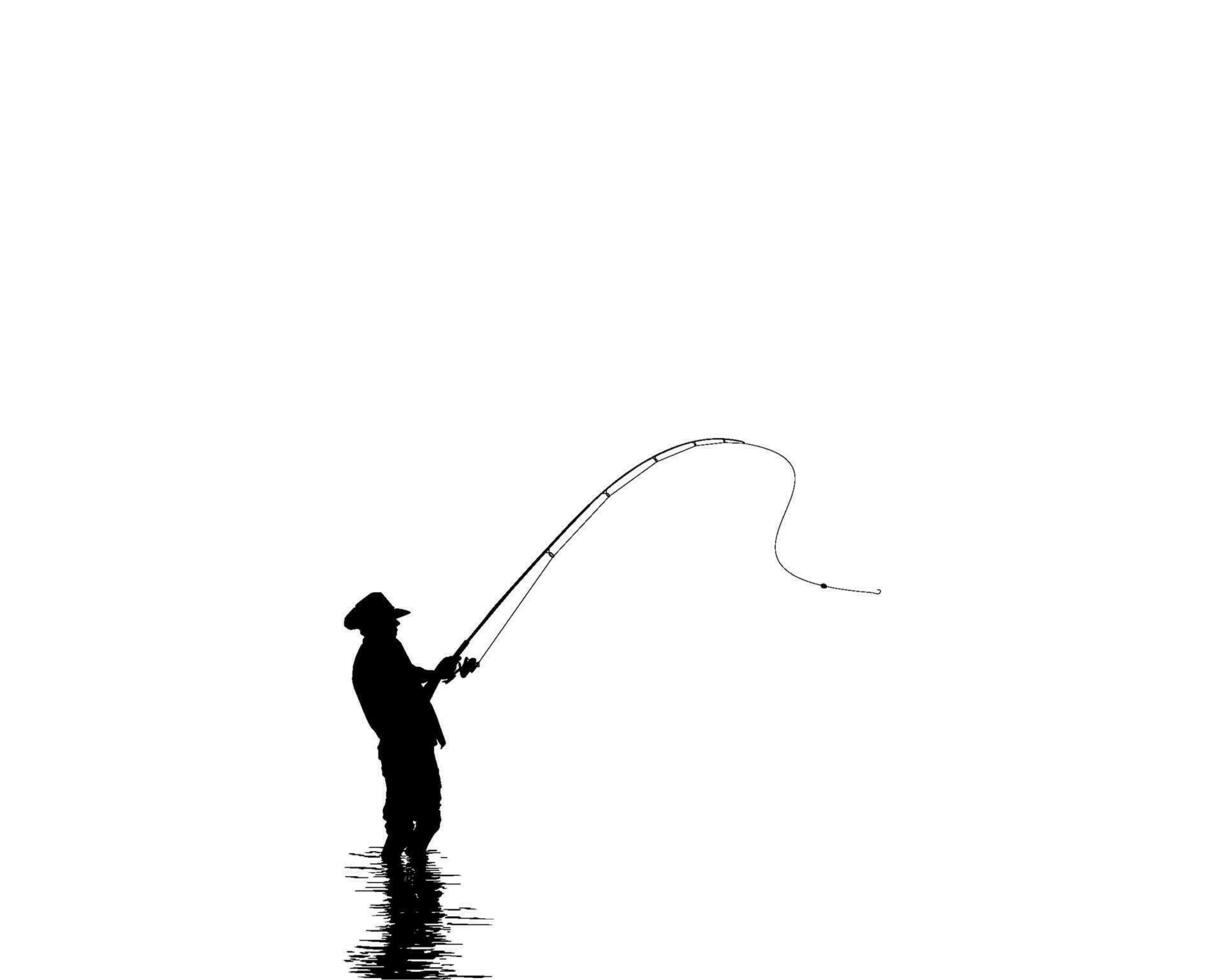 Fisher Man Silhouette, for Art Illustration, Pictogram, Website, Logo Type or Graphic Design Element. Vector Illustration