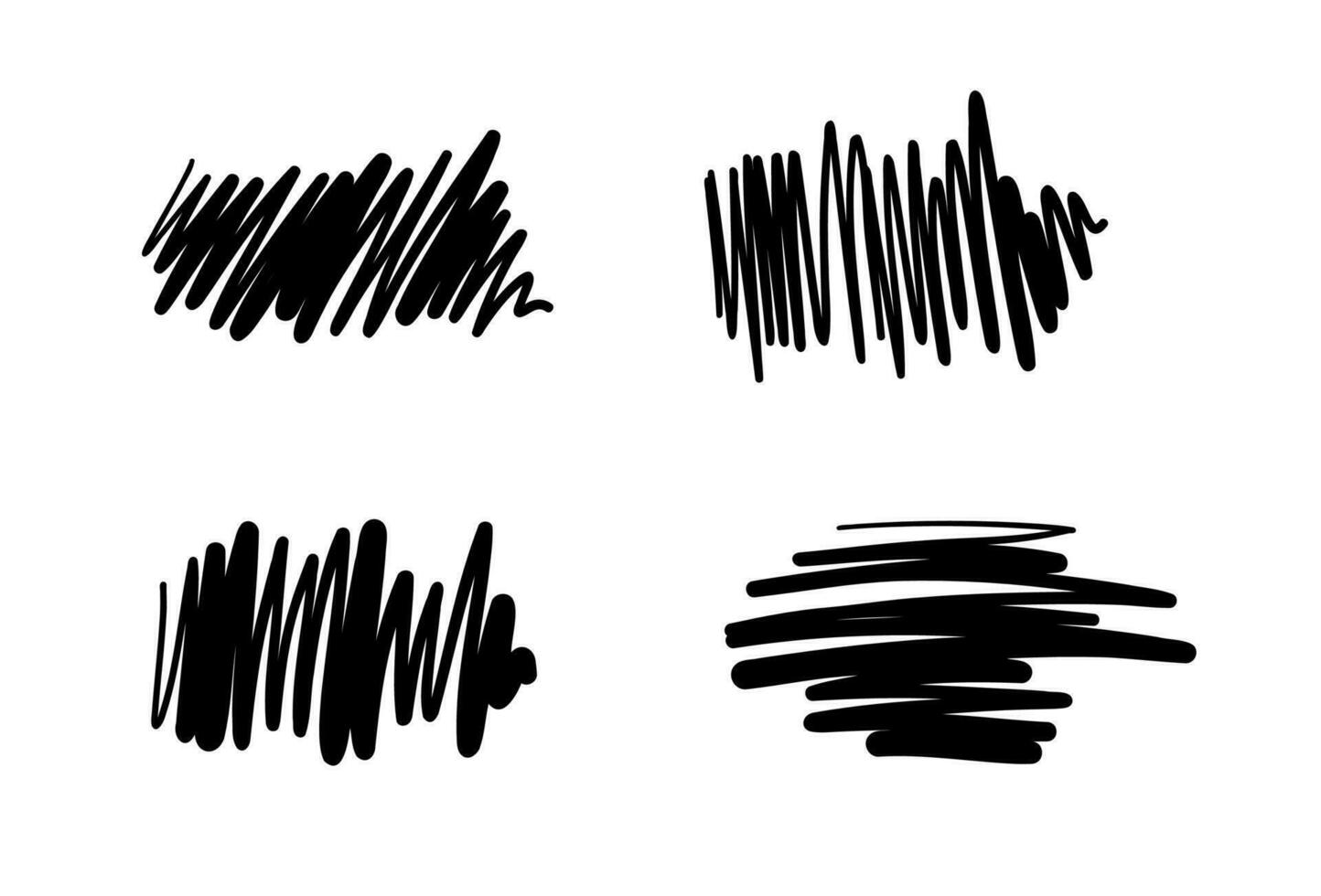 Set of hand drawn scribble brush strokes  vector design elements. Scratched sketch isolated on white background  Doodle Brush Style.