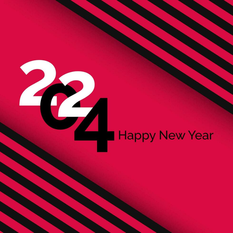 Happy new year 2024 abstract red background with strip pattern vector