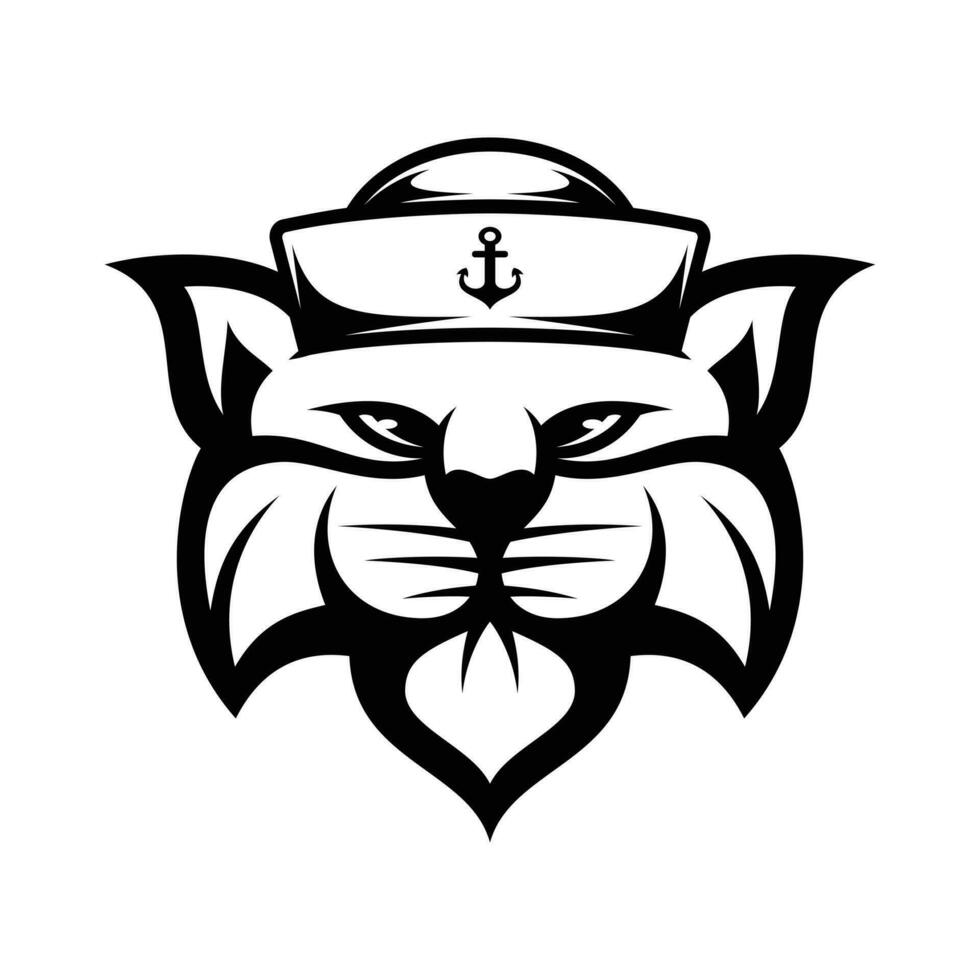 Cat Sailor Outline vector