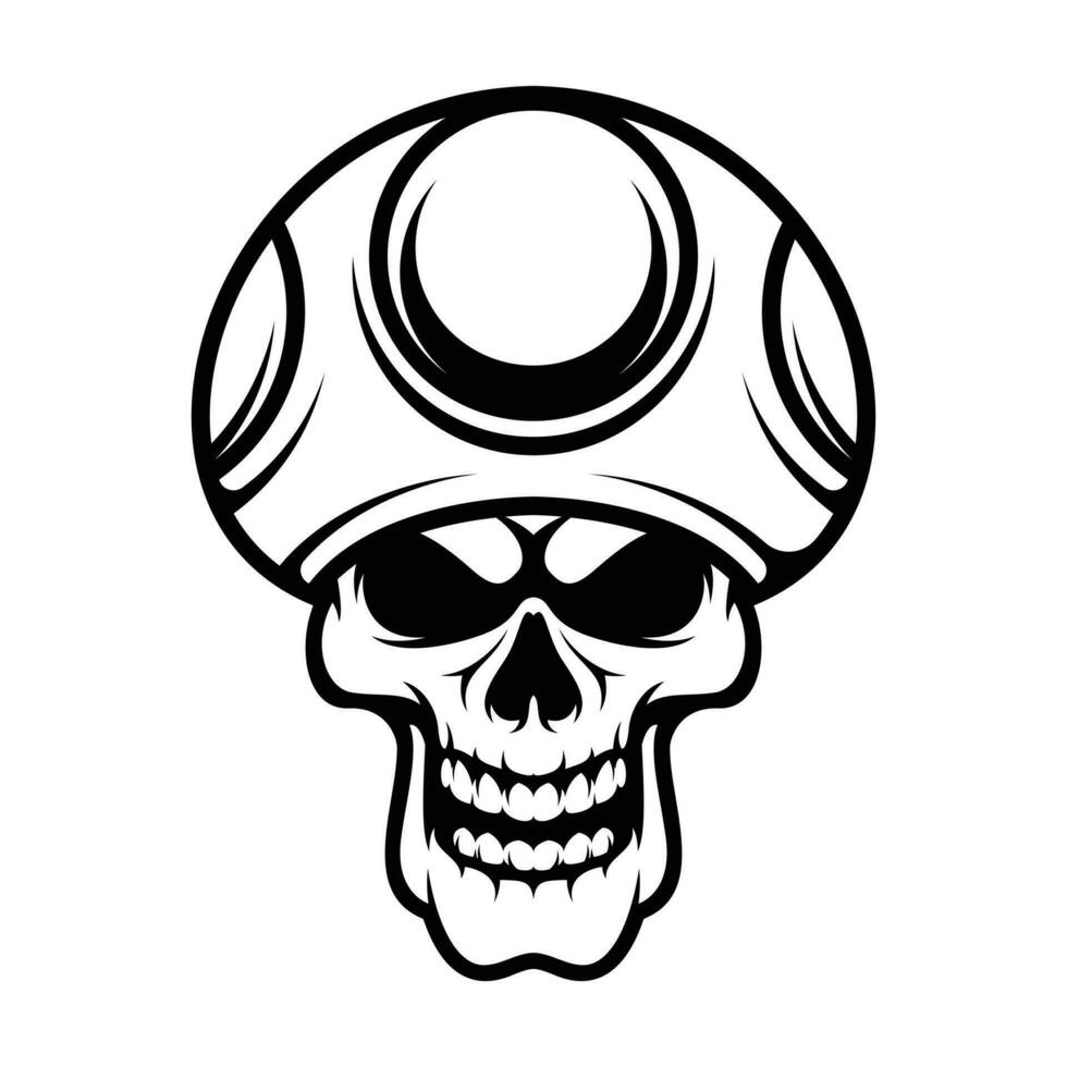 Skull Mushroom Hat Outline vector