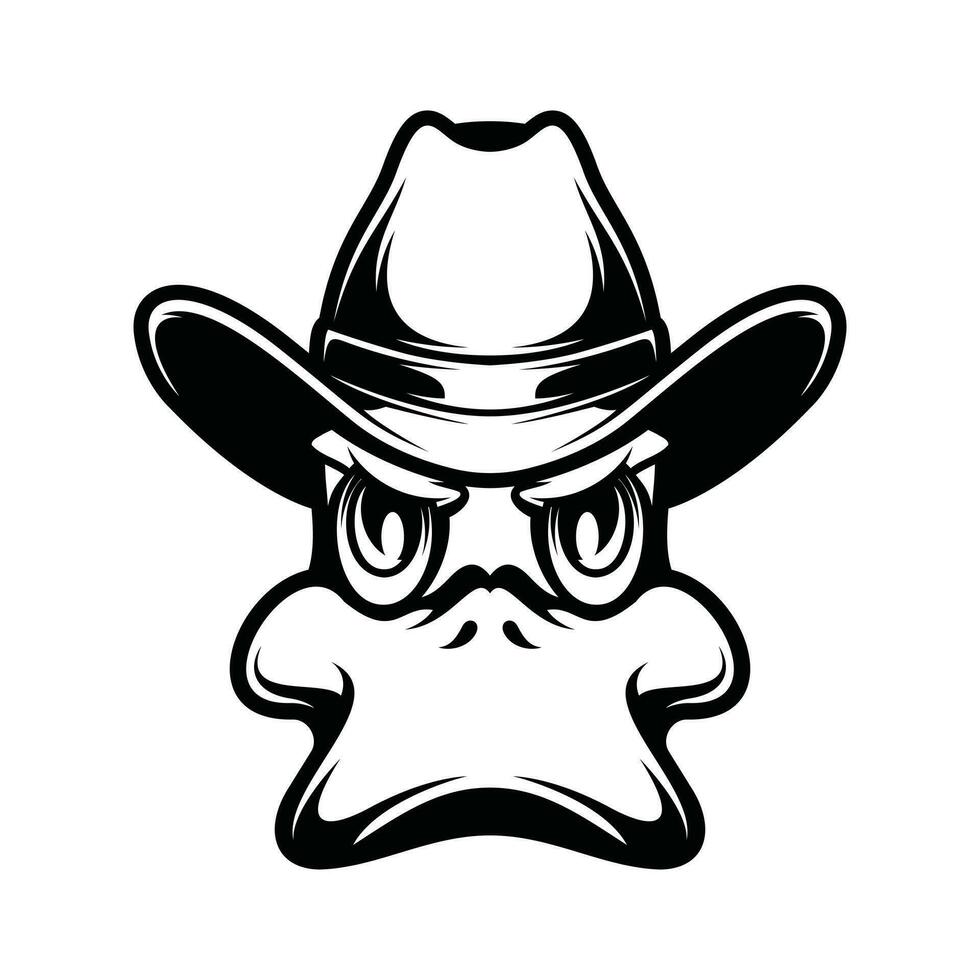 Duck Cowboy Outline vector