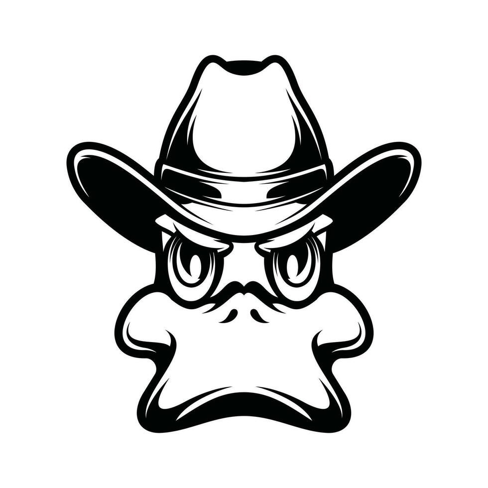 Duck Cowboy Outline vector