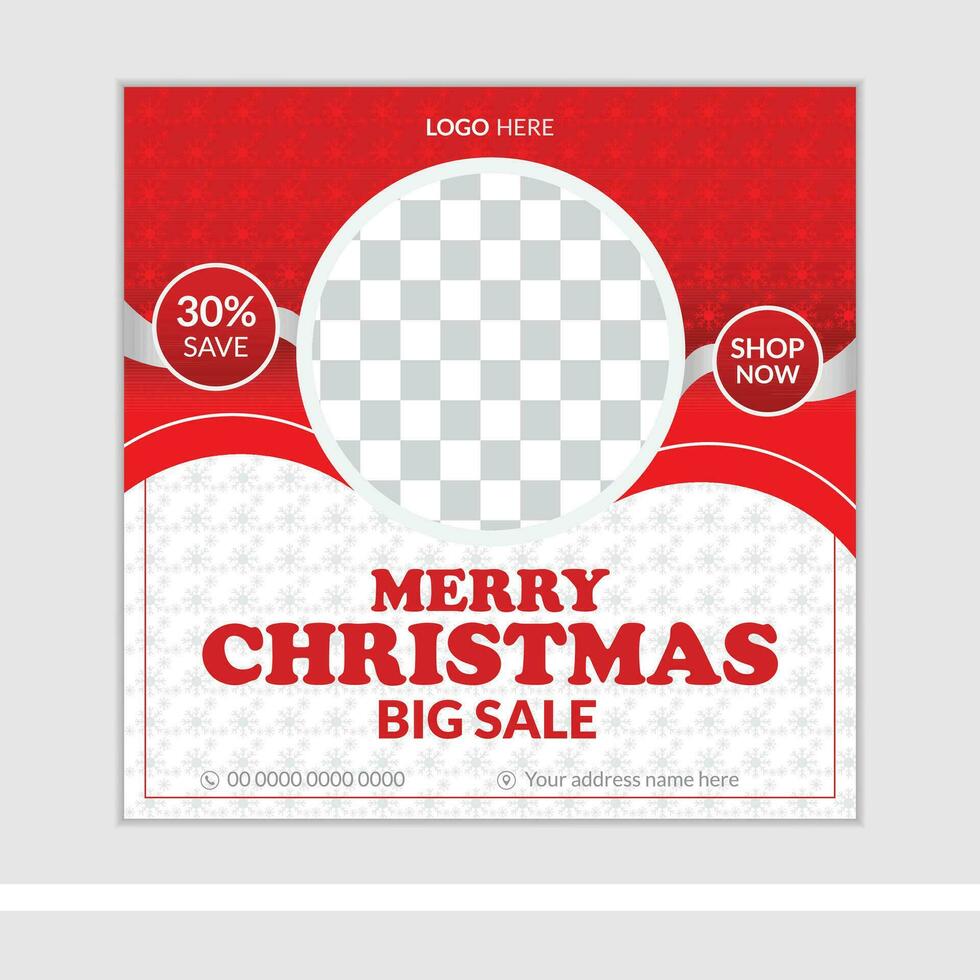 Christmas social media post design template vector