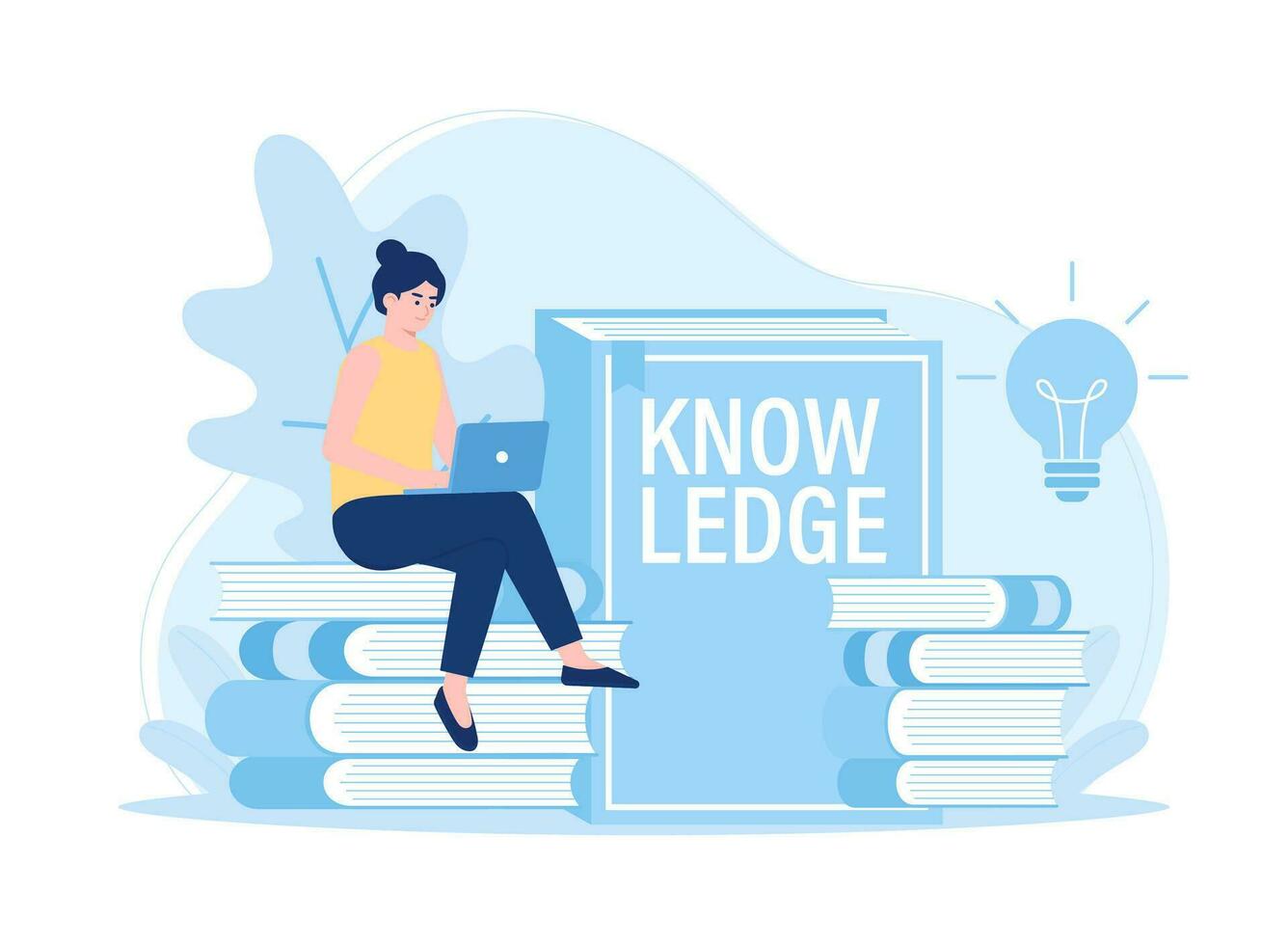 A woman is reading and searching to gain new knowledge concept flat illustration vector
