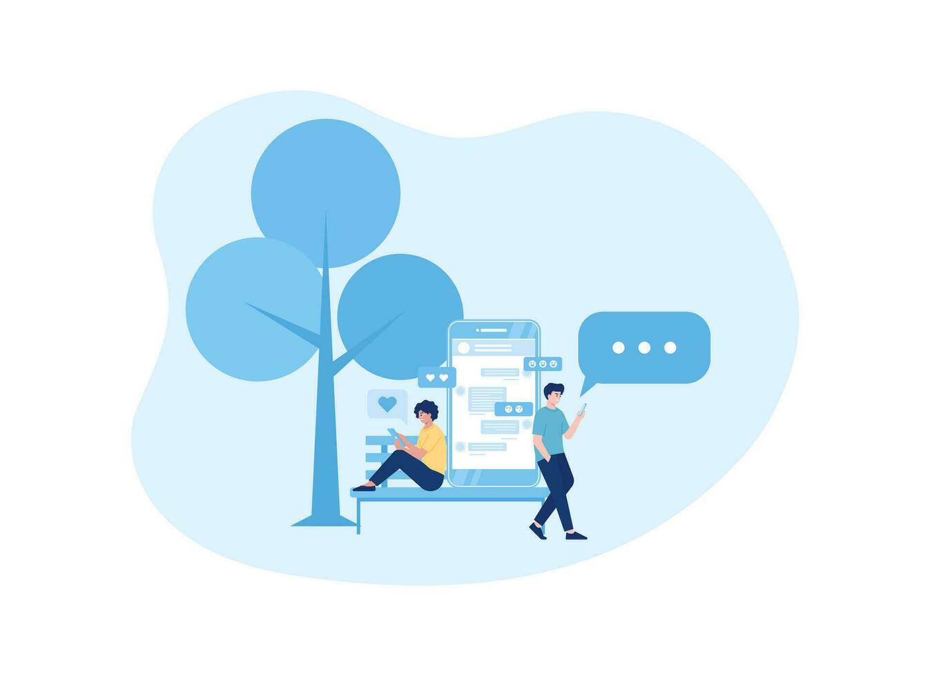 a couple chatting to each other using the phone concept flat illustration vector