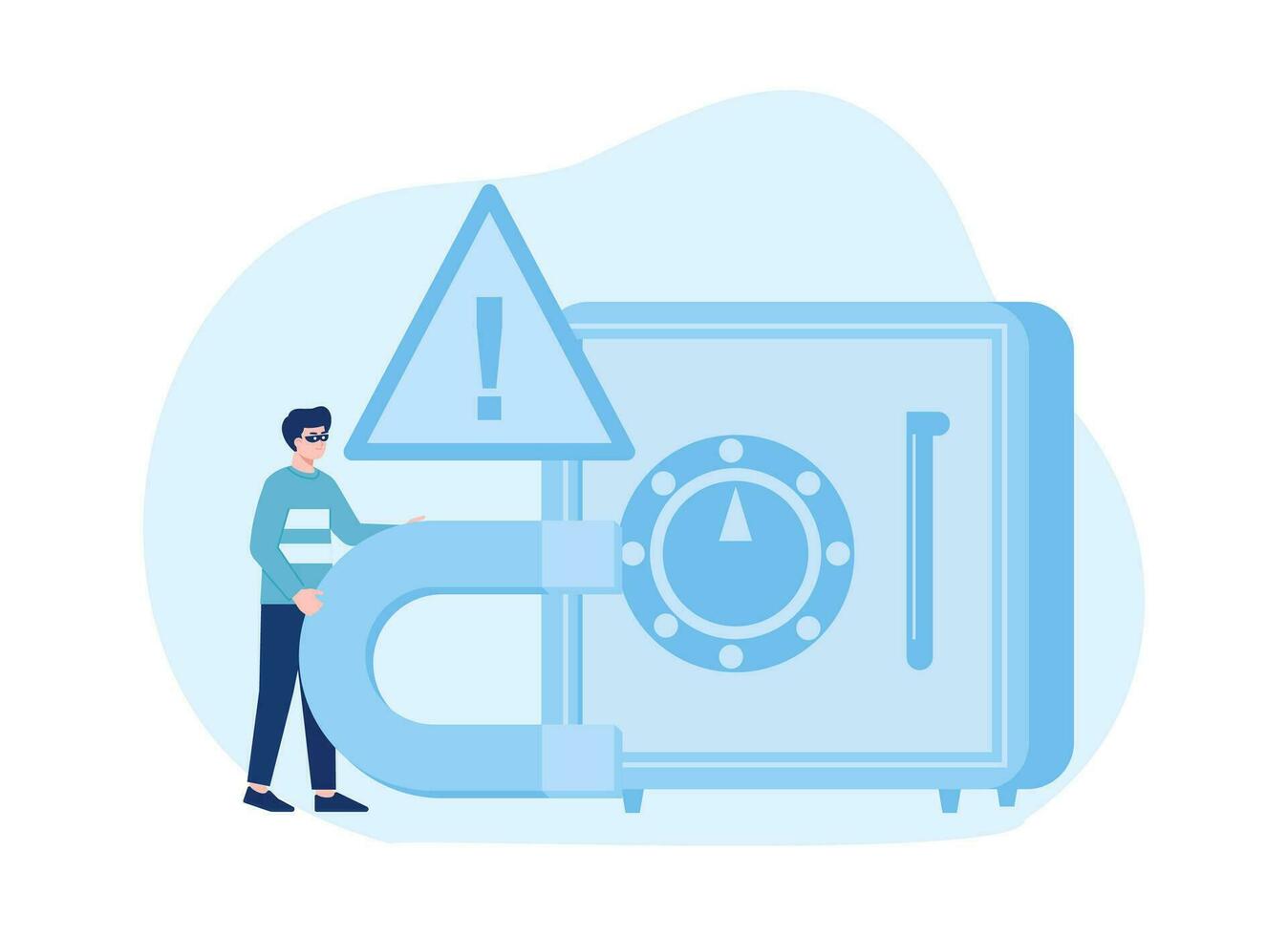 thieves try to break into the safe concept flat illustration vector