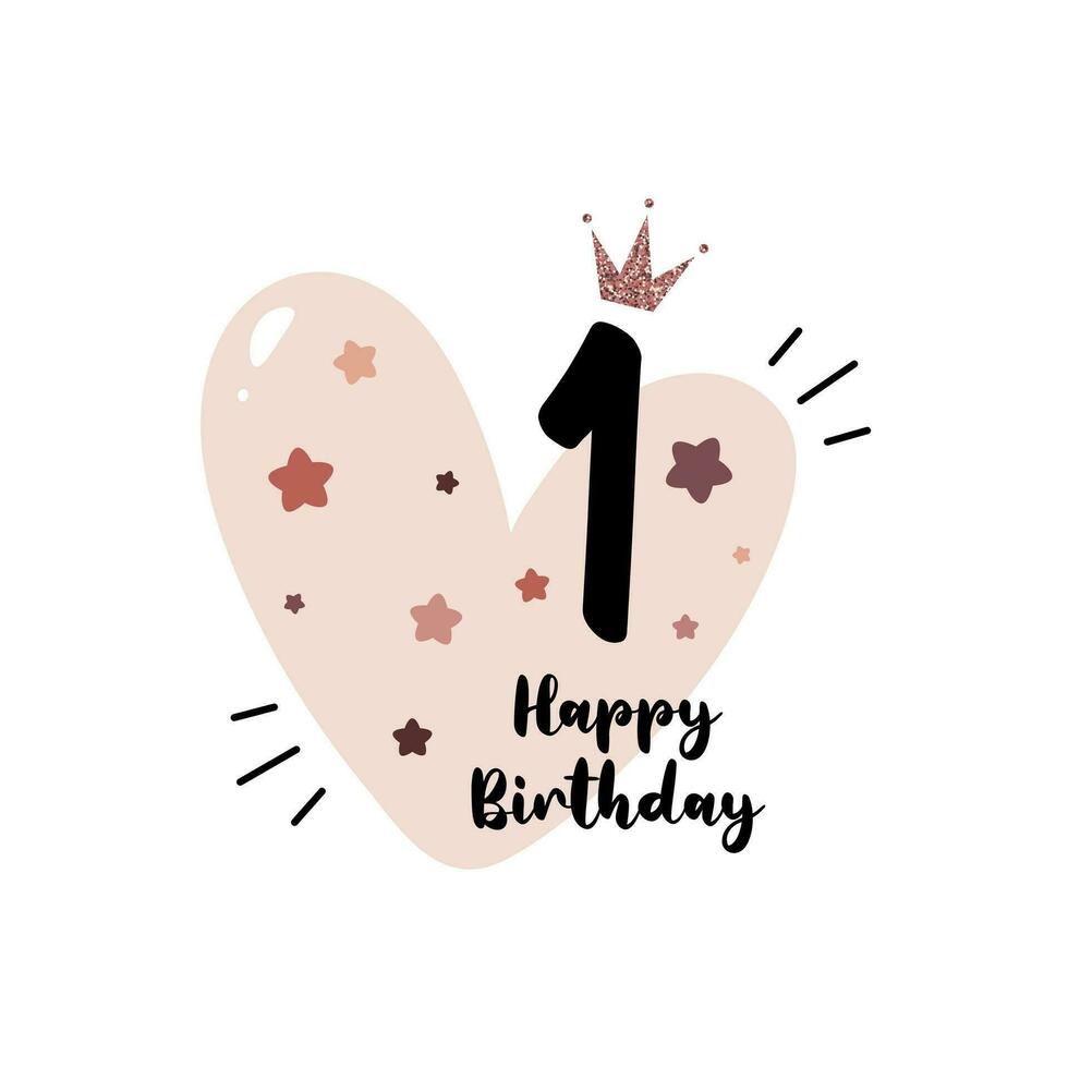First birthday greeting card vector
