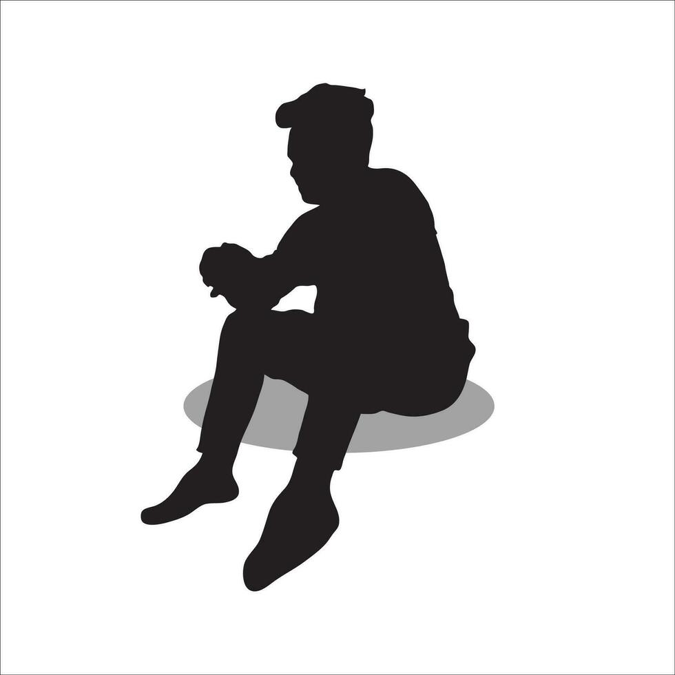 Men sitting silhouette vector