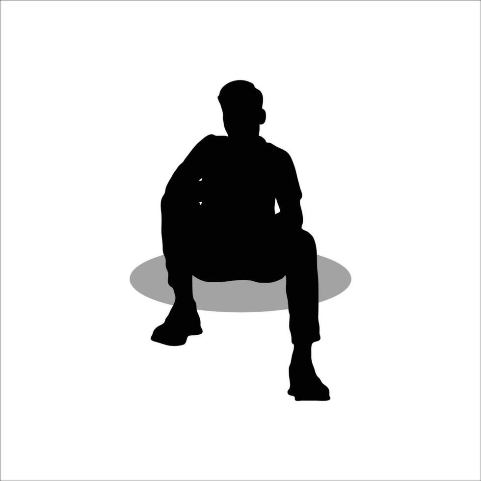 Men sitting silhouette vector