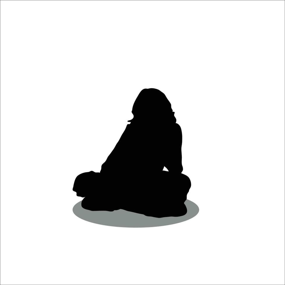 Girl sitting silhouette stock vector illustration