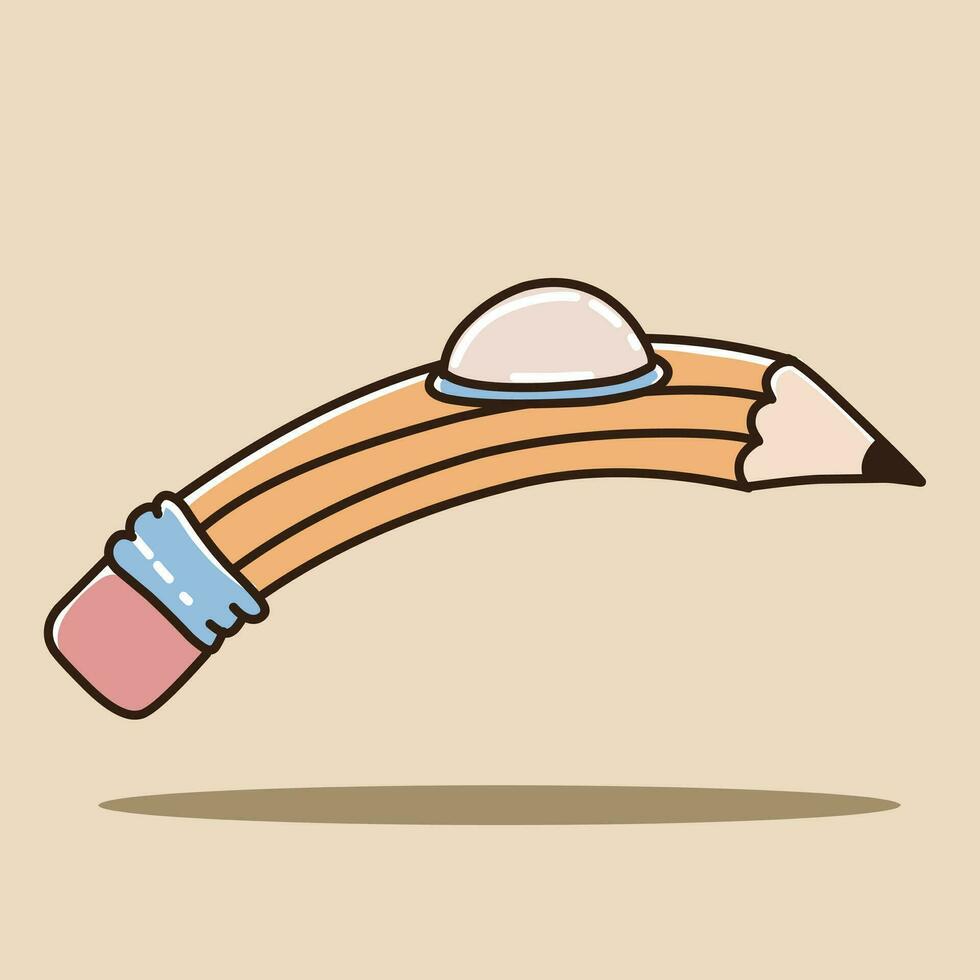 airplane-shaped pencil cartoon vector illustration