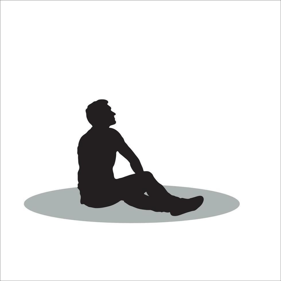 Men sitting silhouette vector