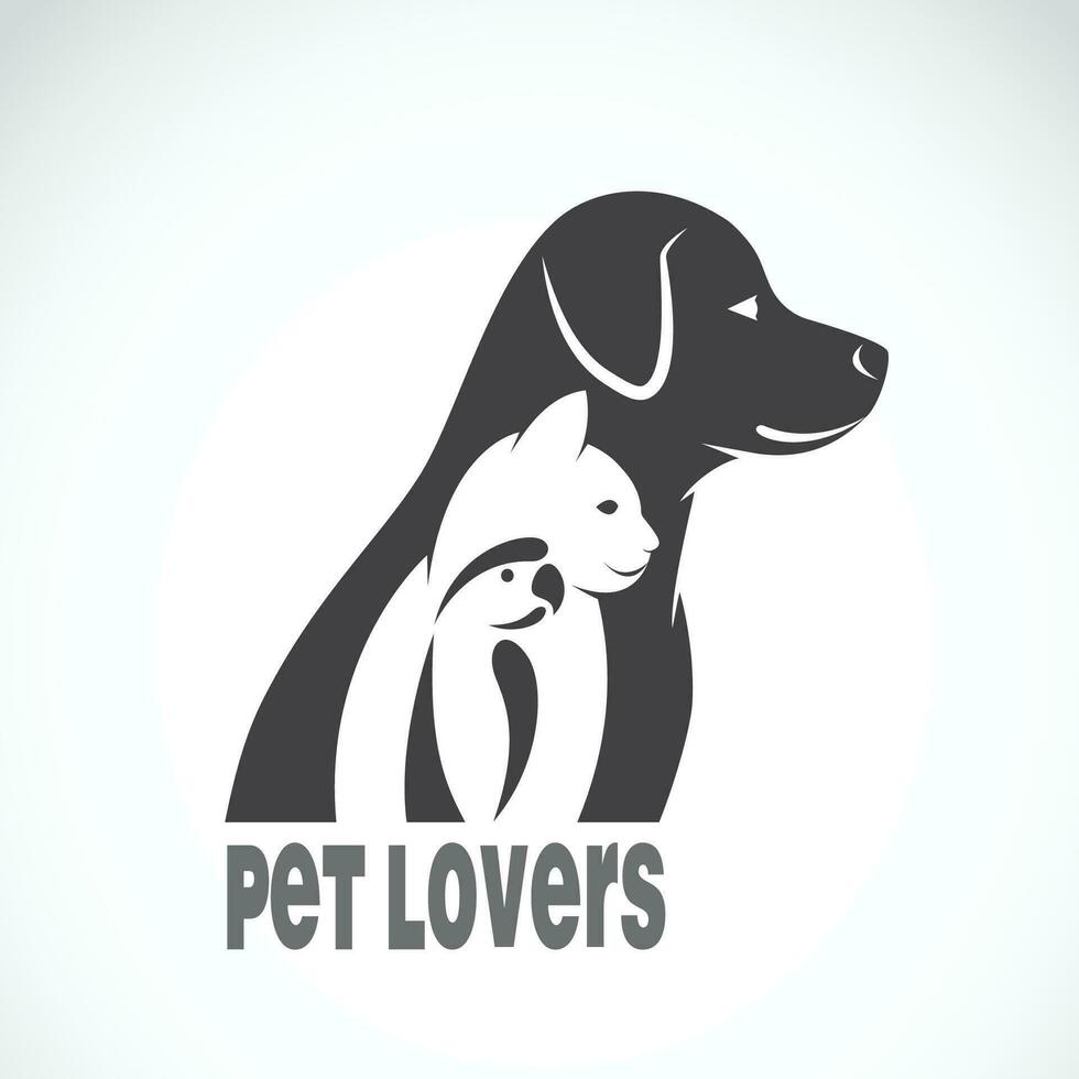 Vector of a dog cat and bird on white background. Animal pet design.