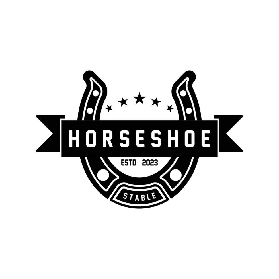 blacksmith horseshoe stable logo vector illustration design