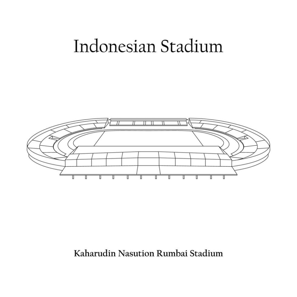 gráfico diseño de el kaharudin nasución rumpai estadio, pekanbaru ciudad, psps riau hogar equipo. internacional fútbol americano estadio en indonesio. vector