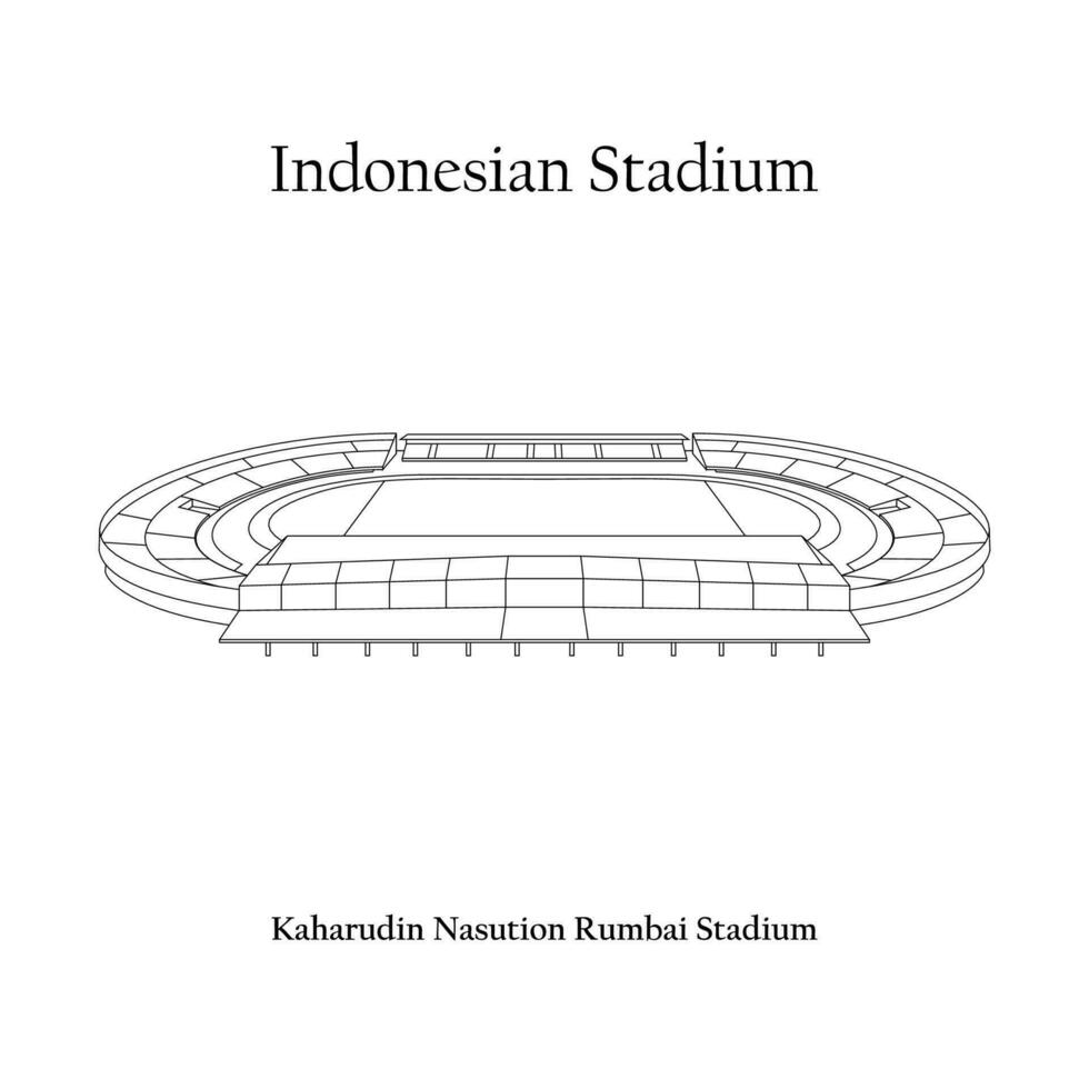 Graphic Design of the Kaharudin Nasution Rumpai Stadium, Pekanbaru City, PSPS Riau Home Team. International football stadium in Indonesian. vector