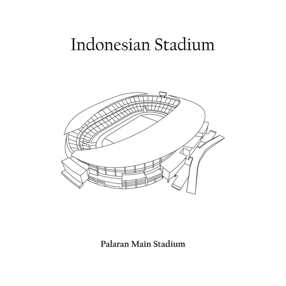 gráfico diseño de el palarán principal estadio, samarinda ciudad, borneo fc hogar equipo. internacional fútbol americano estadio en indonesio. vector