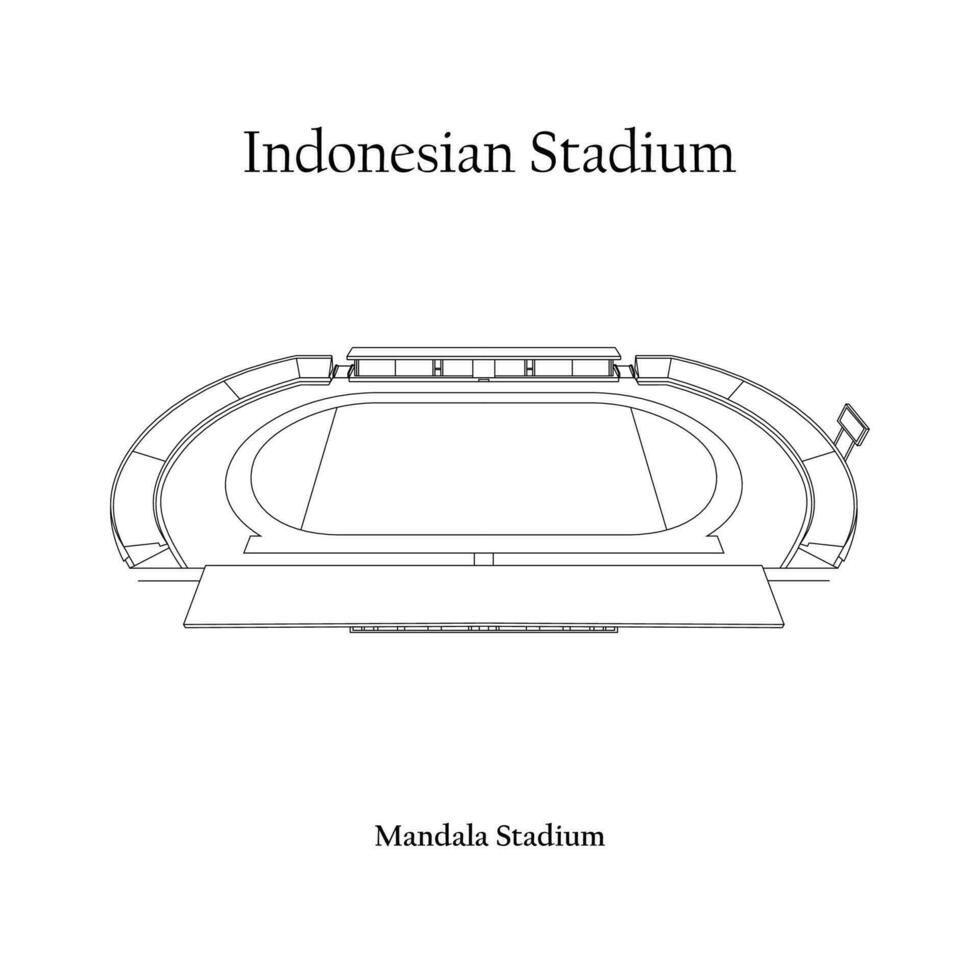 Graphic Design of the Mandala Stadium, Jayapura City, Persipura Jayapura Home Team. International football stadium in Indonesian. vector
