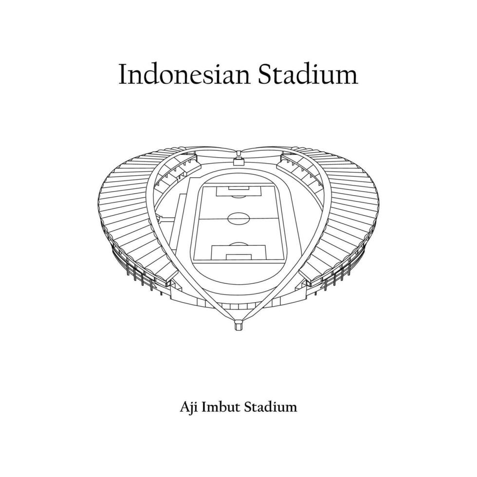gráfico diseño de el aji imbuir estadio, kutai kartanegara ciudad, mitra kukar hogar equipo. internacional fútbol americano estadio en indonesio. vector