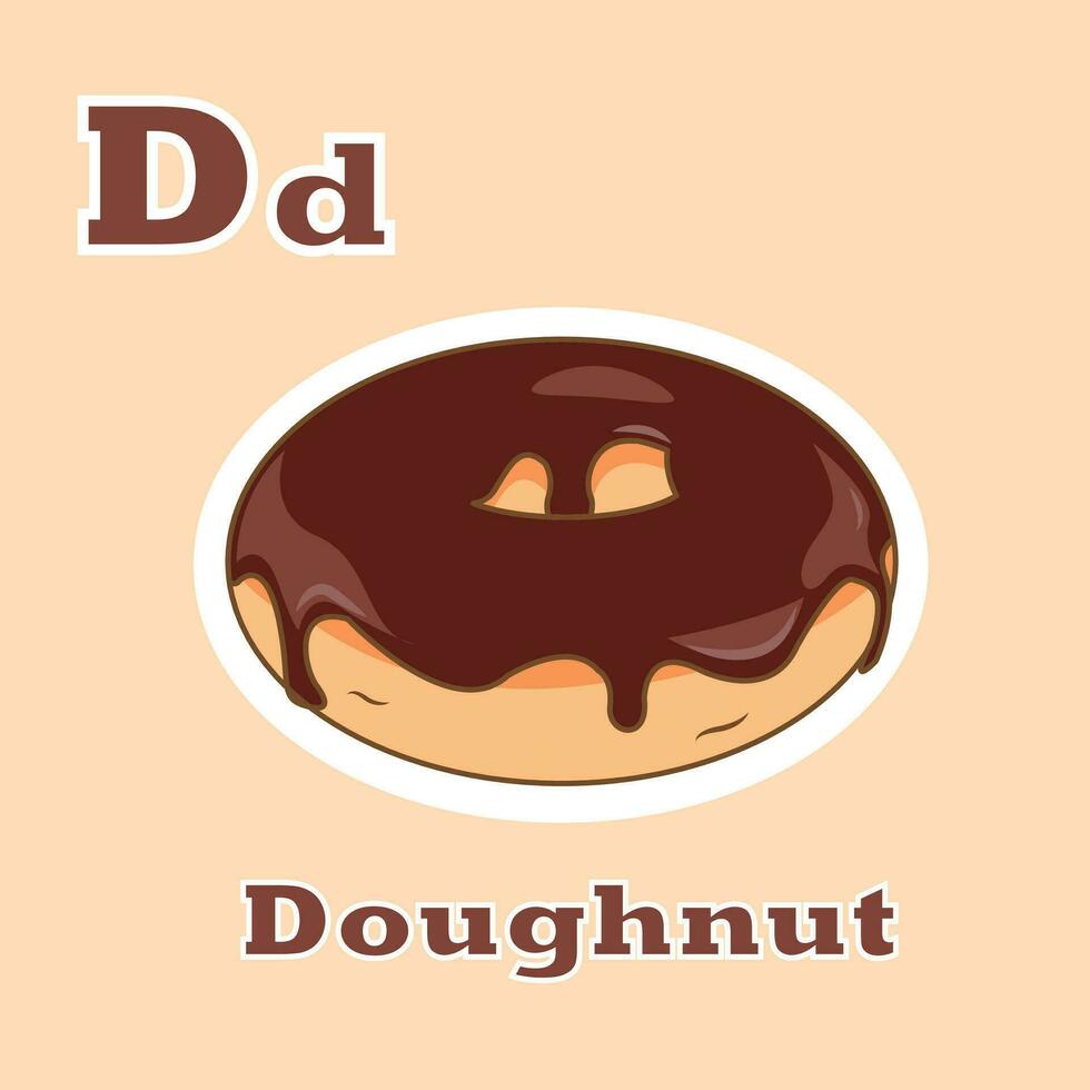 Doughnut Vector Illustration cartoon flashcards learning alphabet