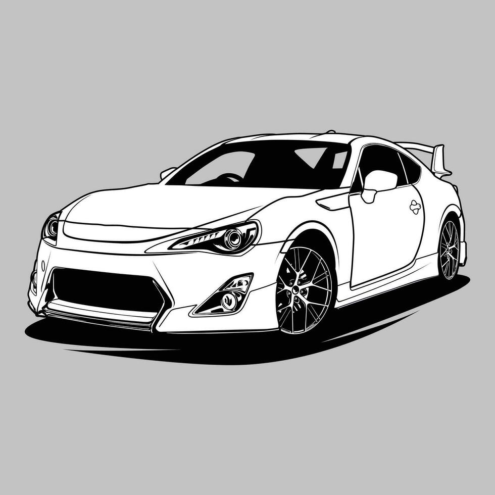 Black and White view car vector illustration for conceptual design