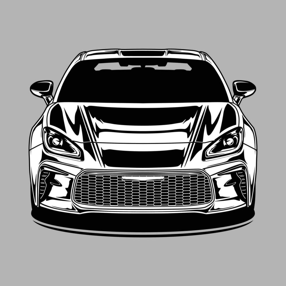Black and White view car vector illustration for conceptual design