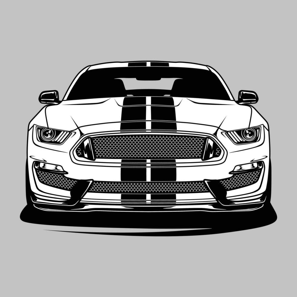 Black and White view car vector illustration for conceptual design