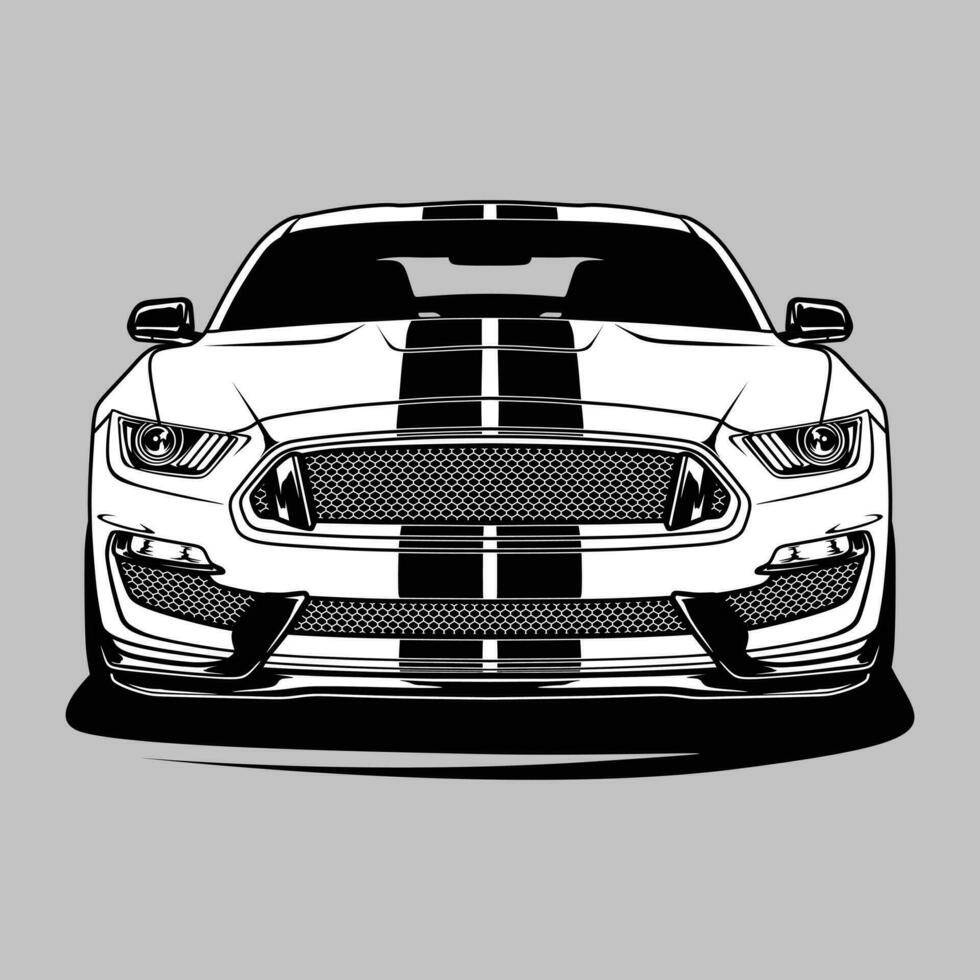 ilustración de vector de coche de vista en blanco y negro para diseño conceptual