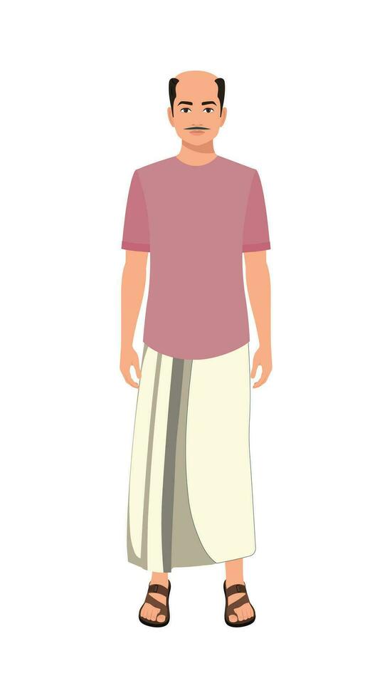 Indian Village man front view character illustration for animation vector