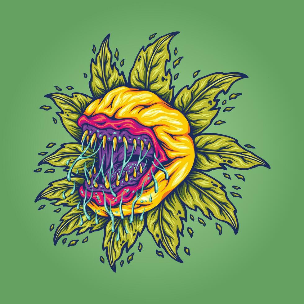 Floral horror monster plant vector illustrations for your work logo, merchandise t-shirt, stickers and label designs, poster, greeting cards advertising business company or brands.