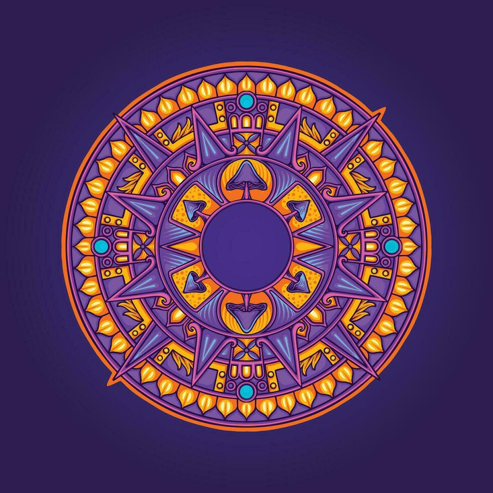 Mandala magic luxurious mushrooms ornament vector illustrations for your work logo, merchandise t-shirt, stickers and label designs, poster, greeting cards advertising business company or brands.