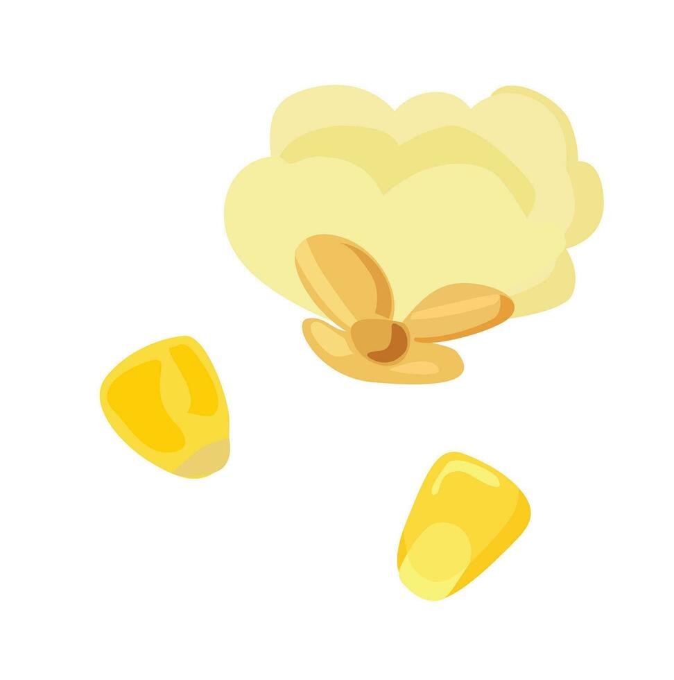 Popcorn vector illustration. Popcorn clip art. Corn seed. Cinema concept. Flat vector in cartoon style isolated on white background.