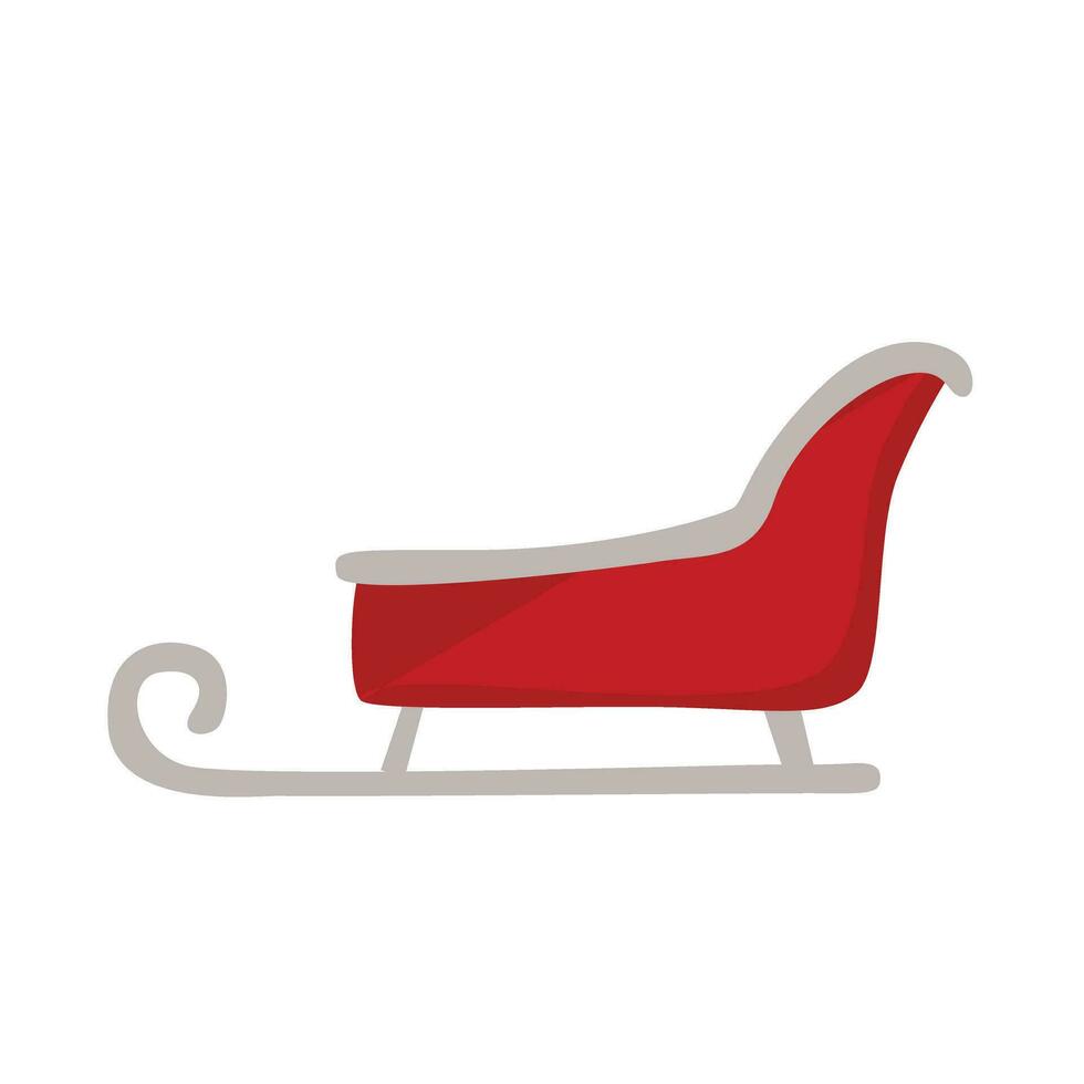 Santa claus's sleigh vector. Merry christmas and happy new year clip art. Flat vector in cartoon style isolated on white background.