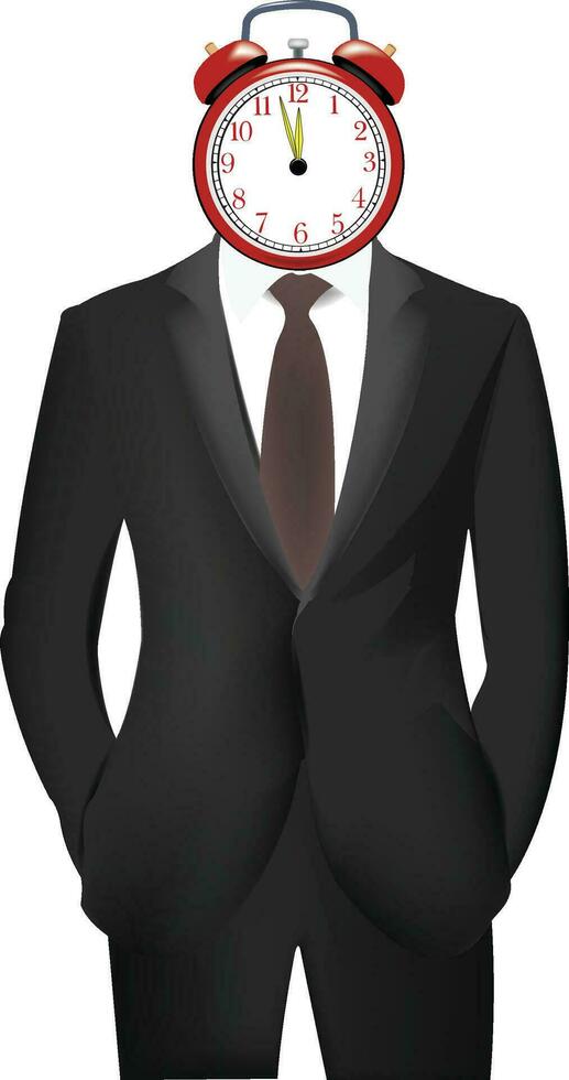 person with the alarm clock on his head vector